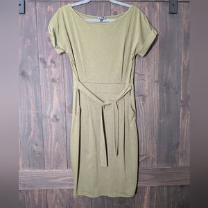 BOKALY Olive Green Belted Dress – Size L